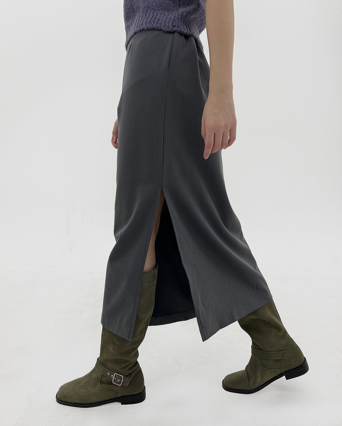 Side slit long skirt (3color)