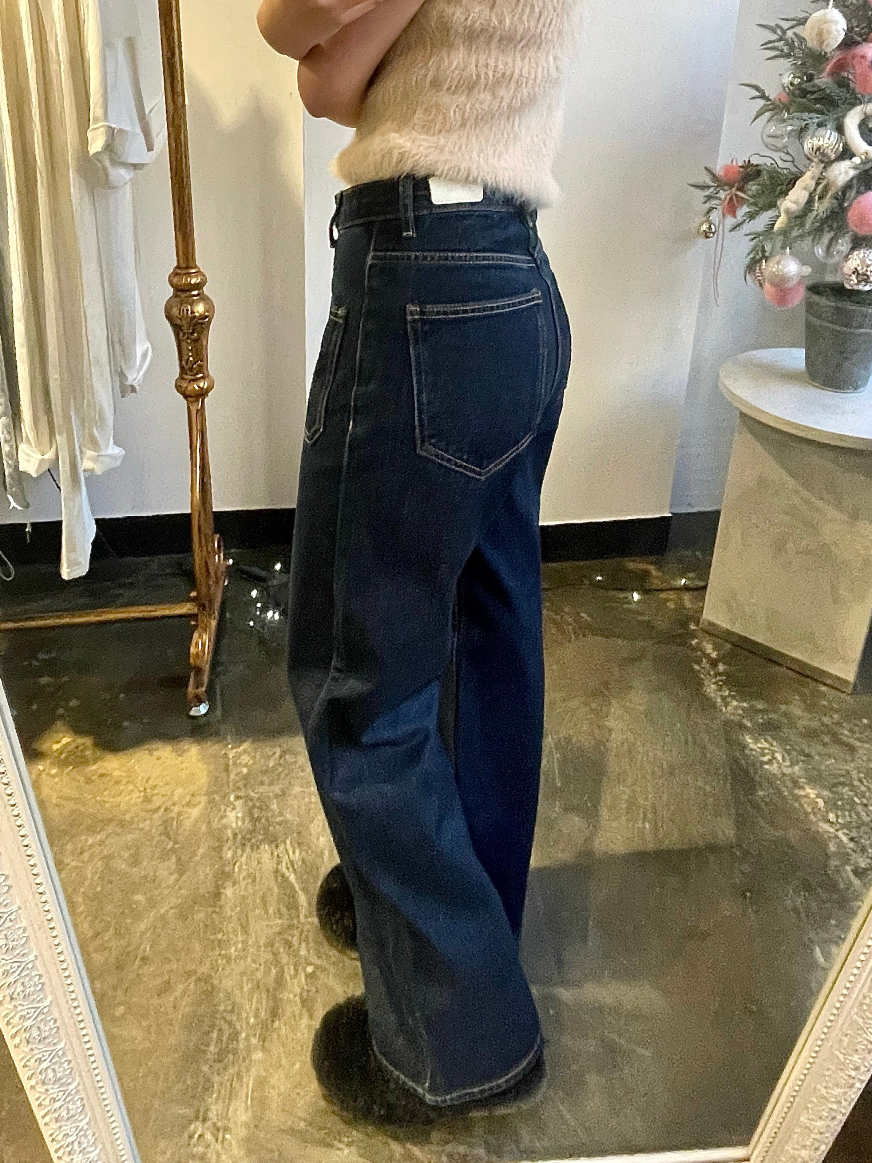 WIDE FIT DARK BLUE DENIM PANTS [17790]