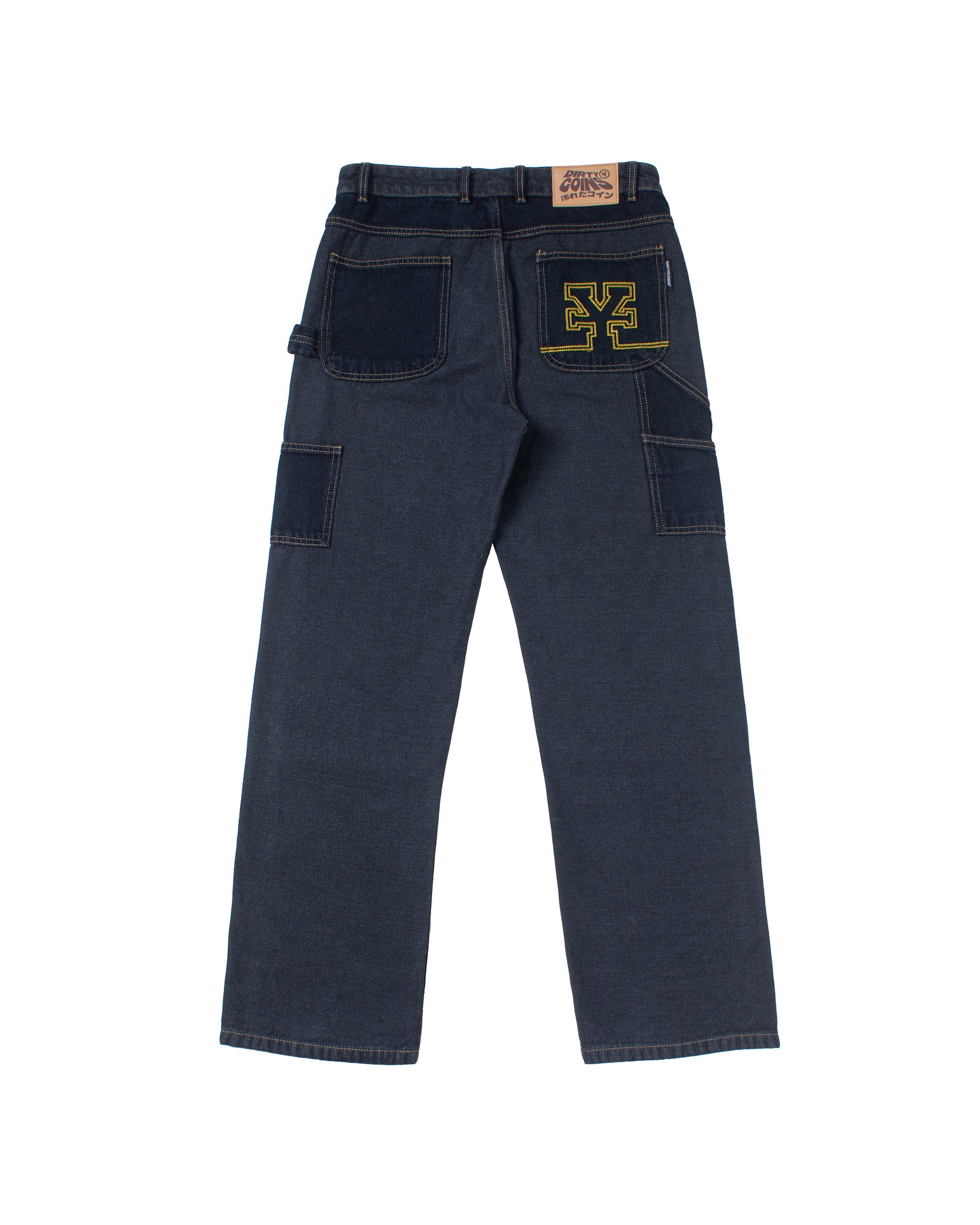 Logo Washed Knee Jeans - Dark Blue