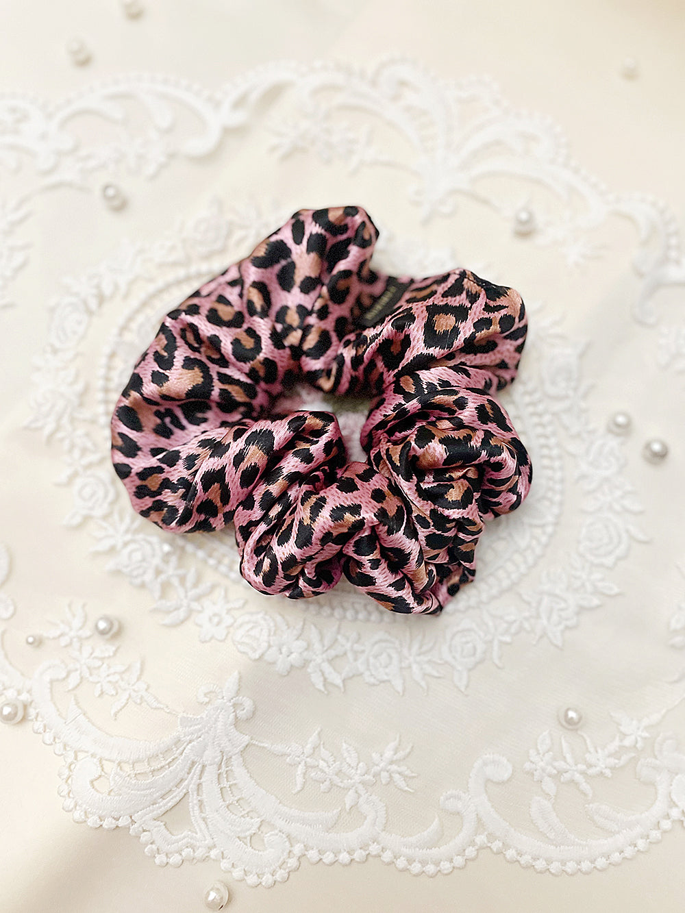 Leopard Printing Satin Hair Scrunchie (5color)