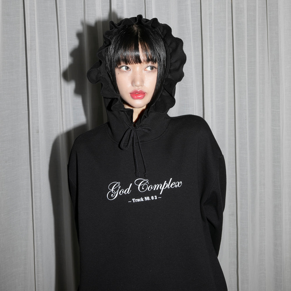  God Complex Ruffle Hoodie - BLACK