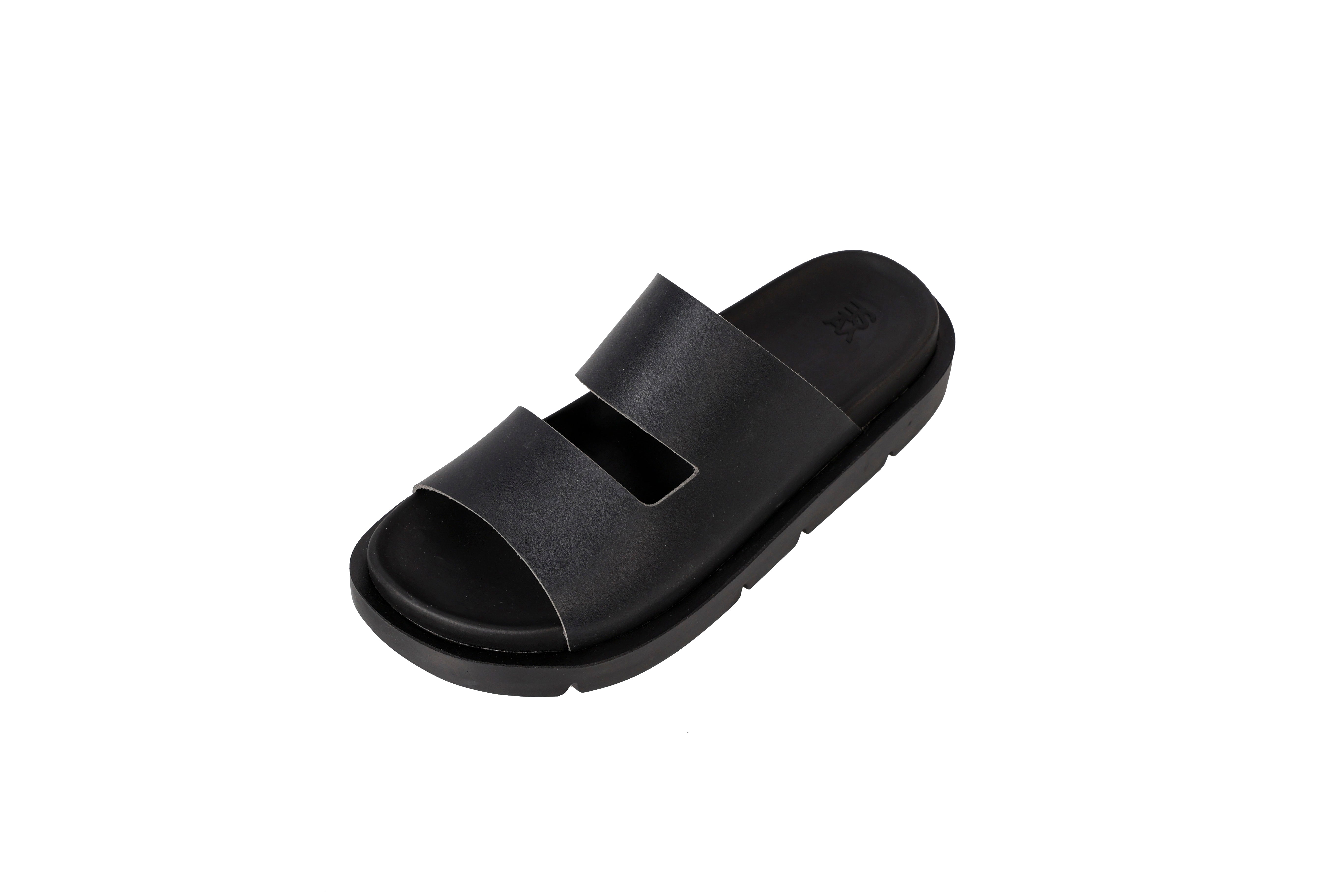 SANTORINI SLIDE LEATHER BLACK 551