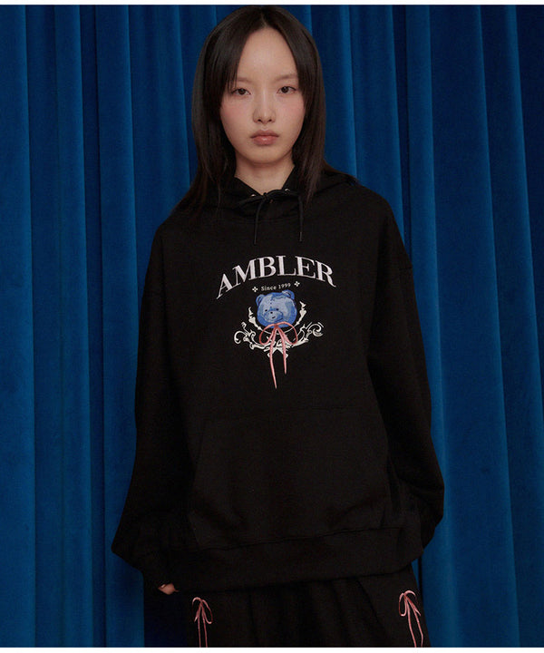 AMBLER 男女共用 Bear loves ribbon オーバーフィット フード Tシャツ AHP1107