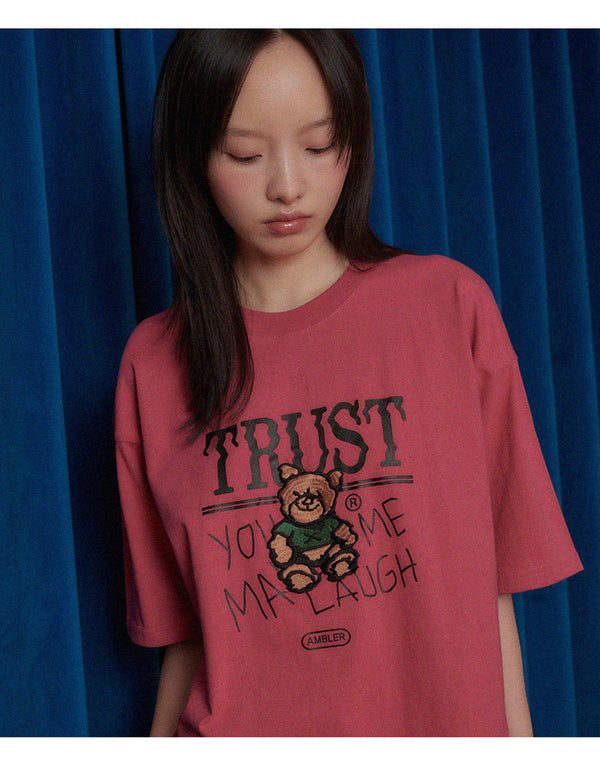 AMBLER 男女共用 Trust bear オーバーフィット 半袖 Tシャツ AS1105