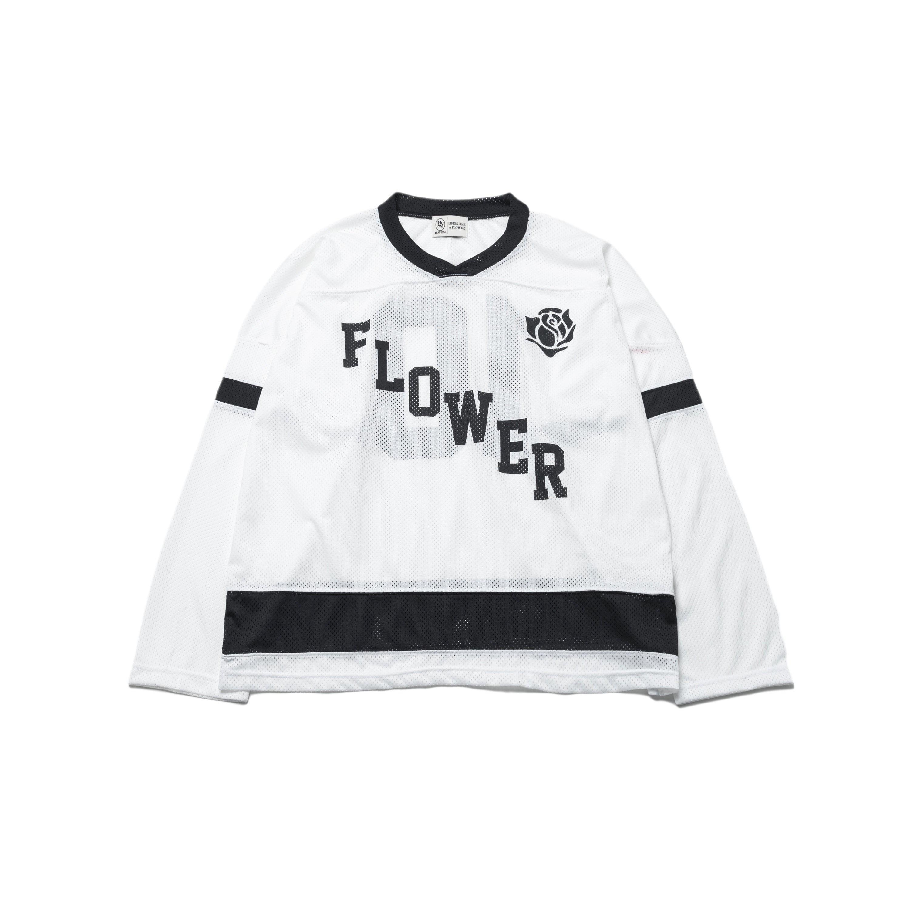 FLOWER AMERICAN FOOTBALL MESH L/S TEE(WHITE)