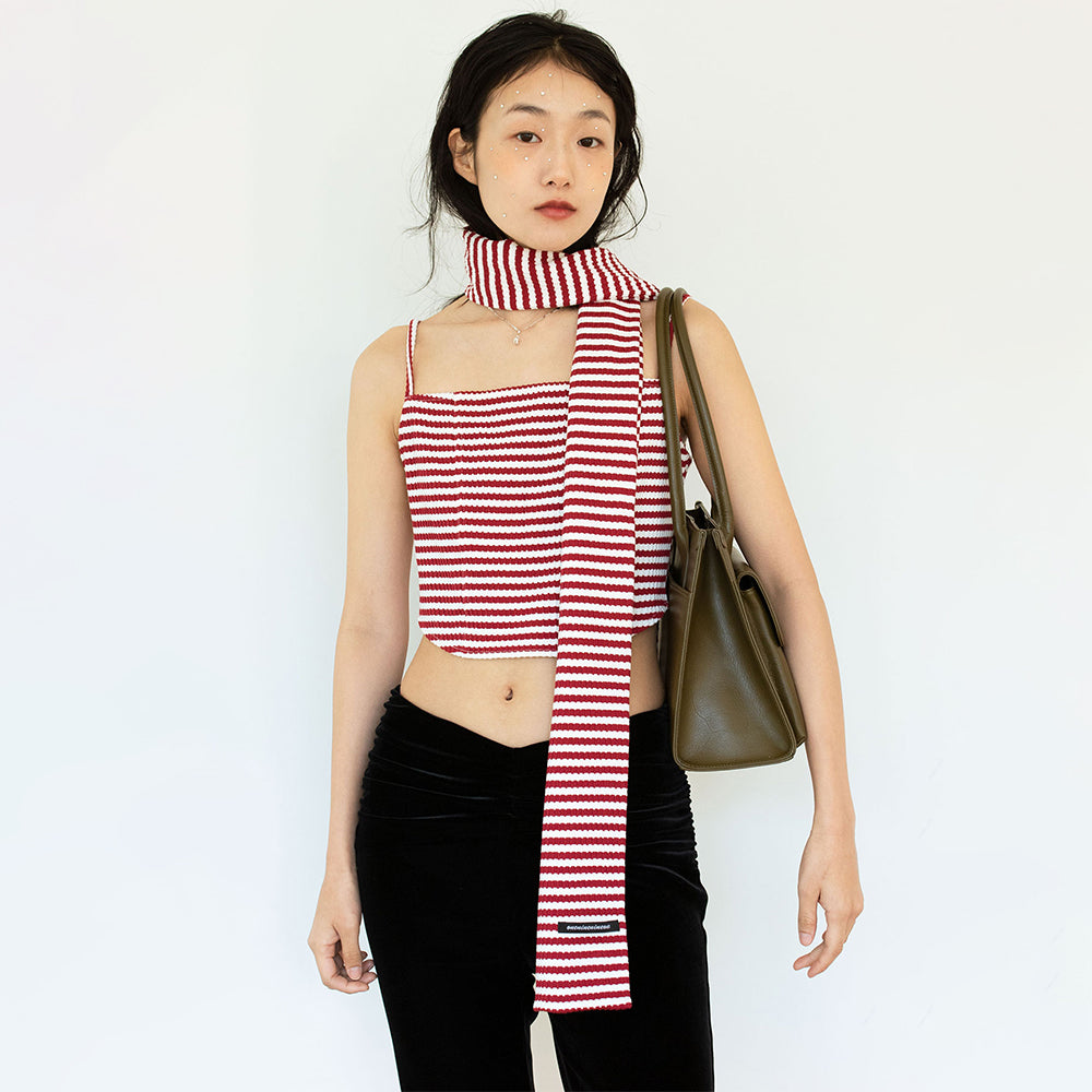 STRIPE CORSET HEMLINE TOP_RED