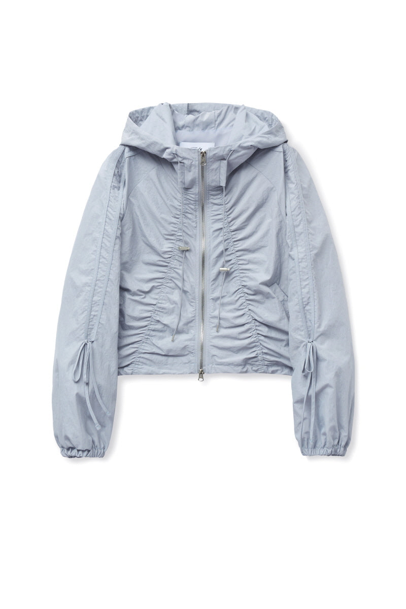 shirring zip up (light grey)