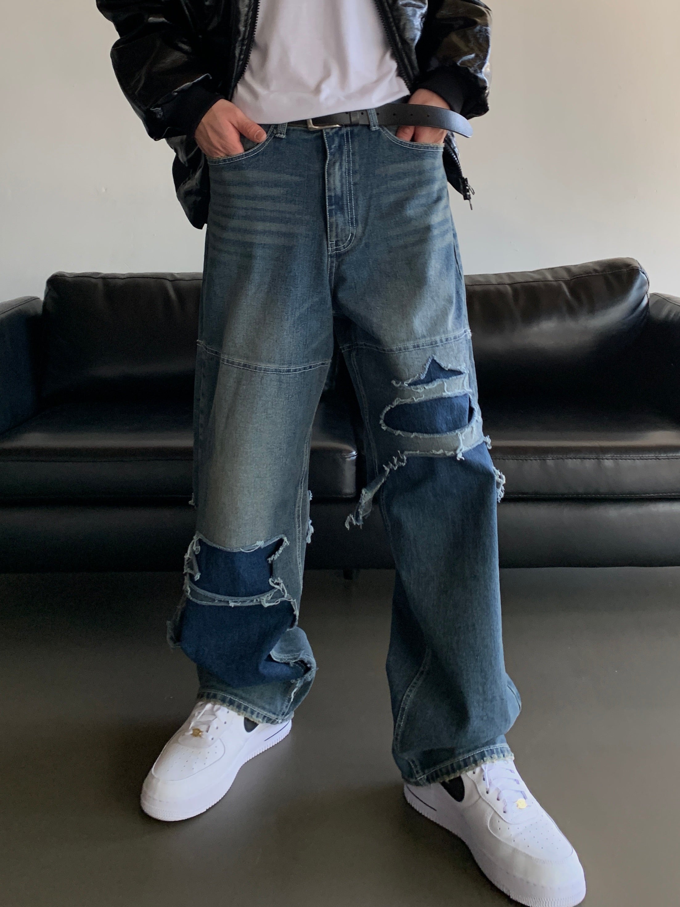 Destroyed Layered Pants (Blue)