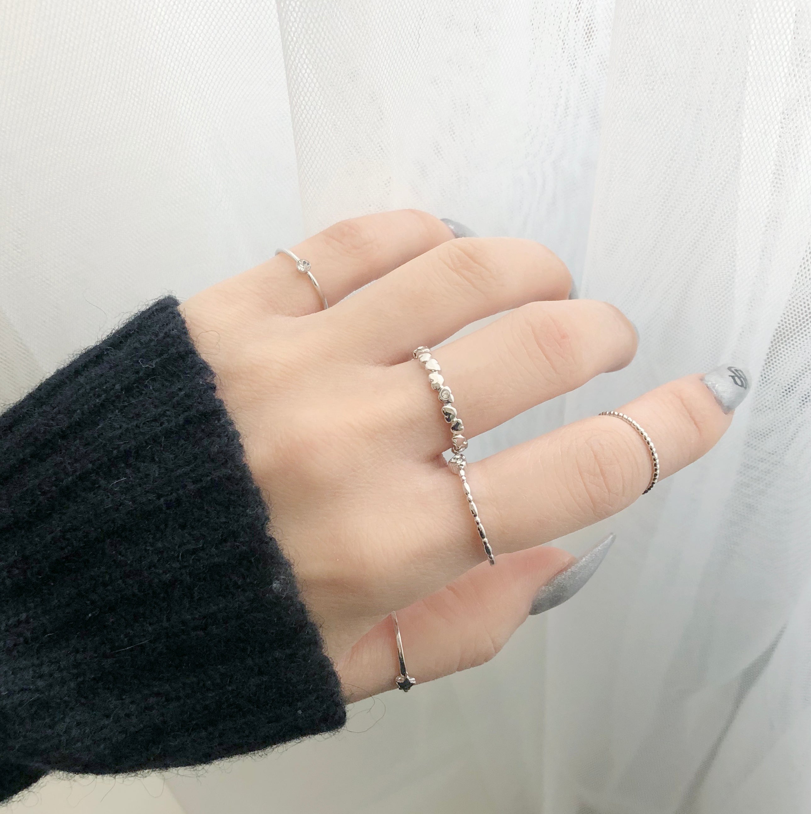 Mini Heart Layered Ring 10 Set (2 color)