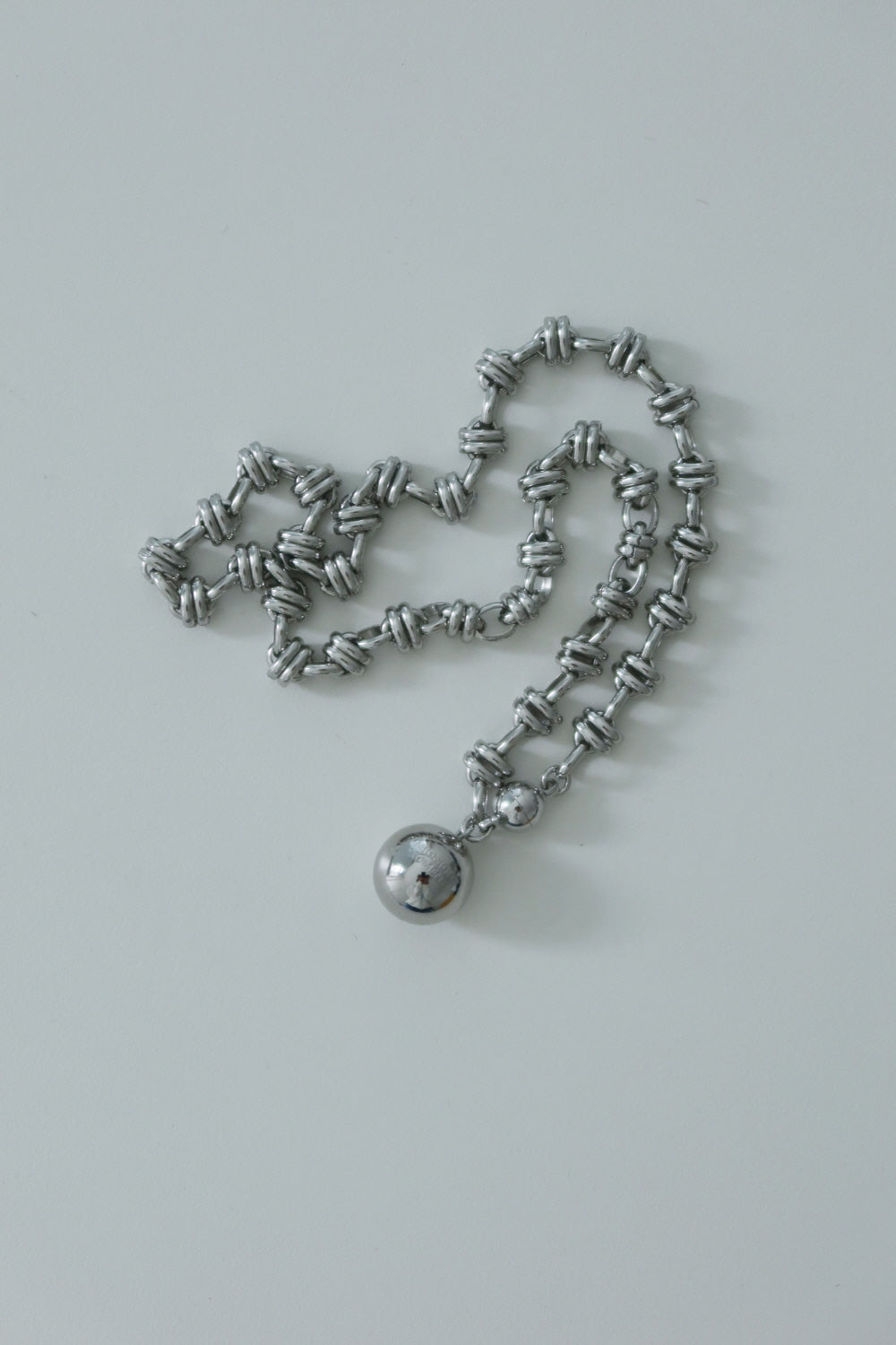 layer chain ball necklace - silver