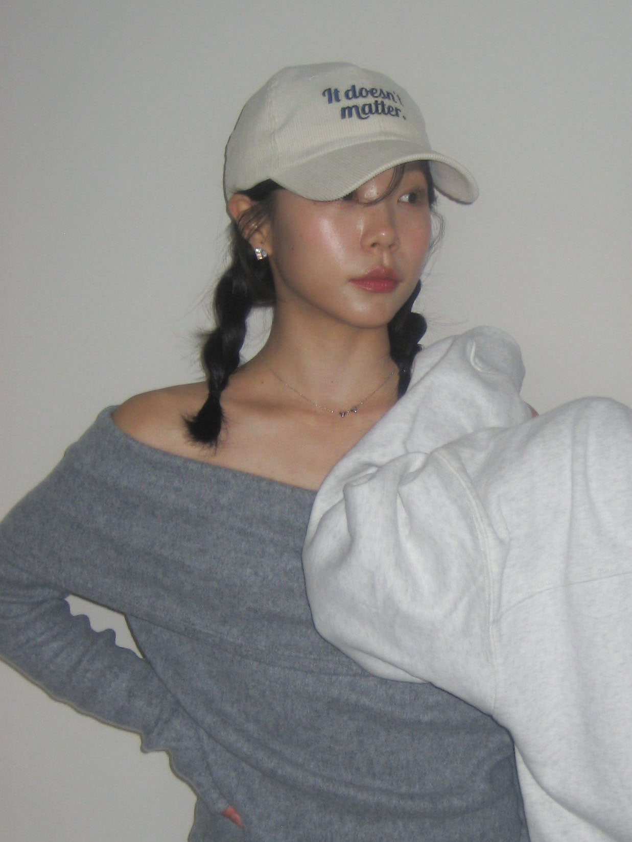 Corduroy logo ball cap (Ivory)