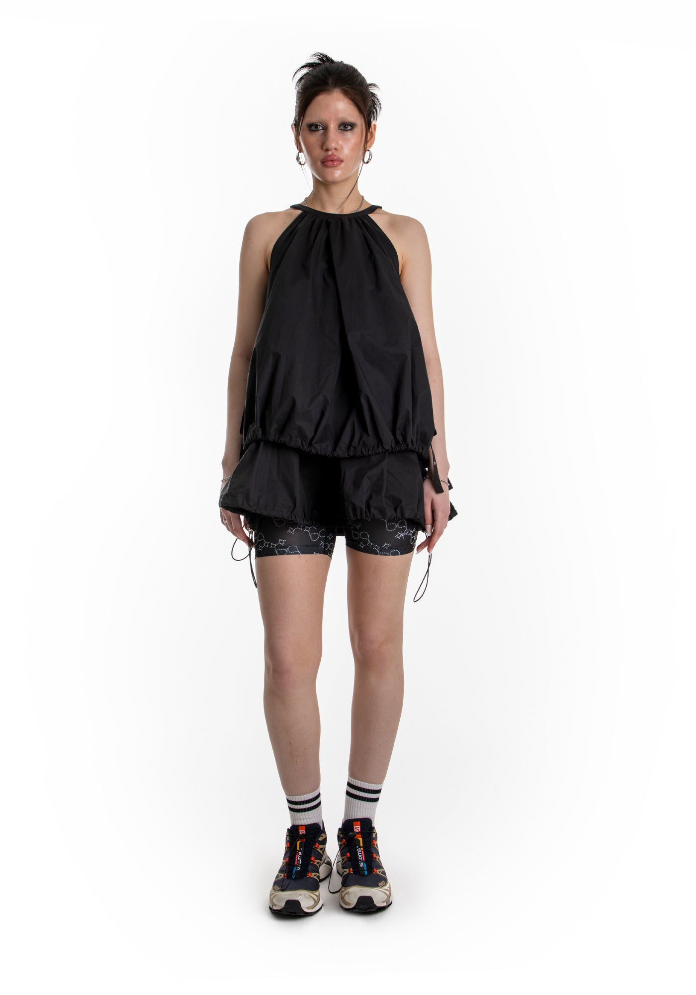 POCKET BALLOON MINI DRESS (BLACK)