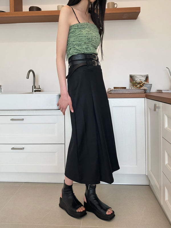 long belted skirt