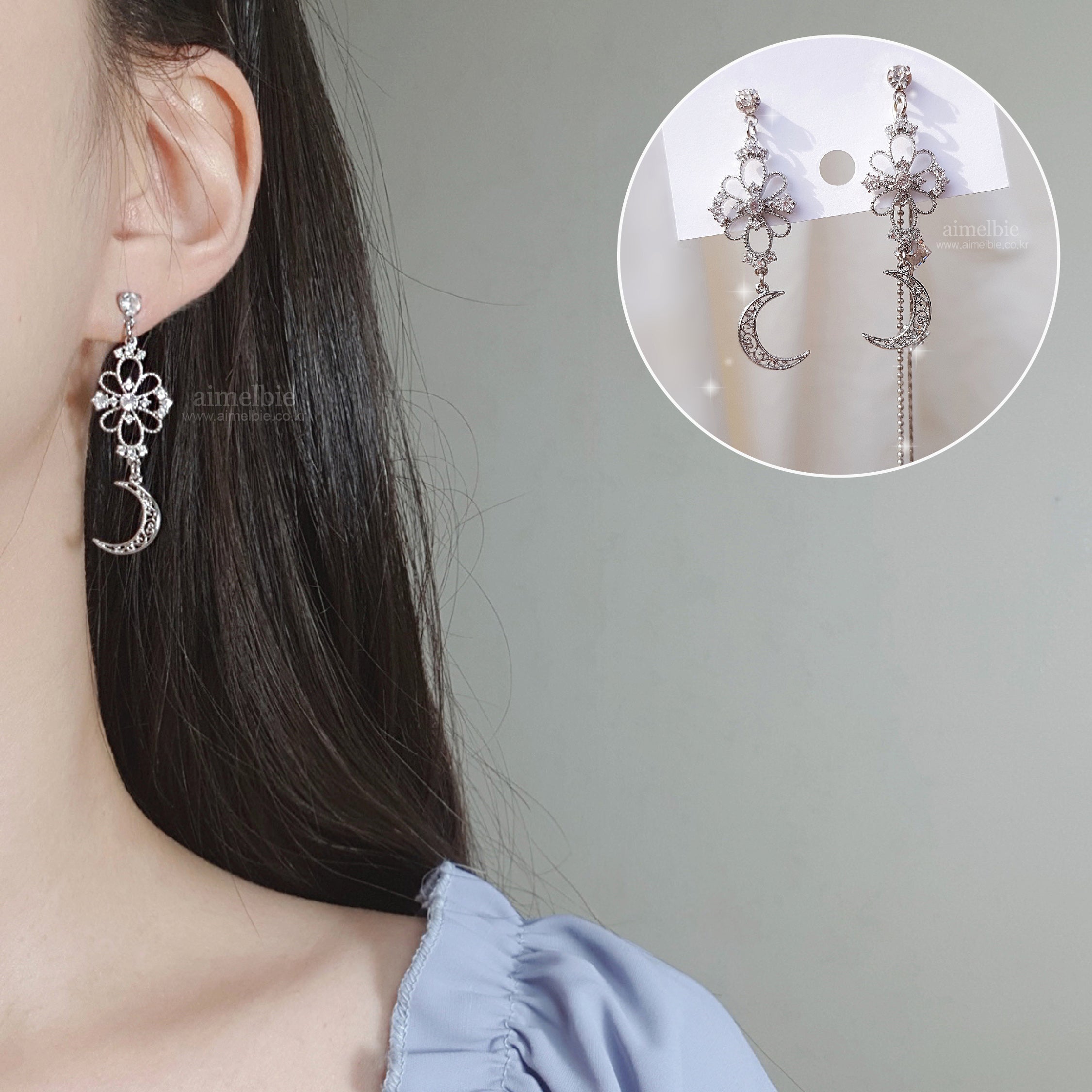  Art Nouveau Moon Earring (Billlie Tsuki, Park Eunbin, Apink Eunji Earring)