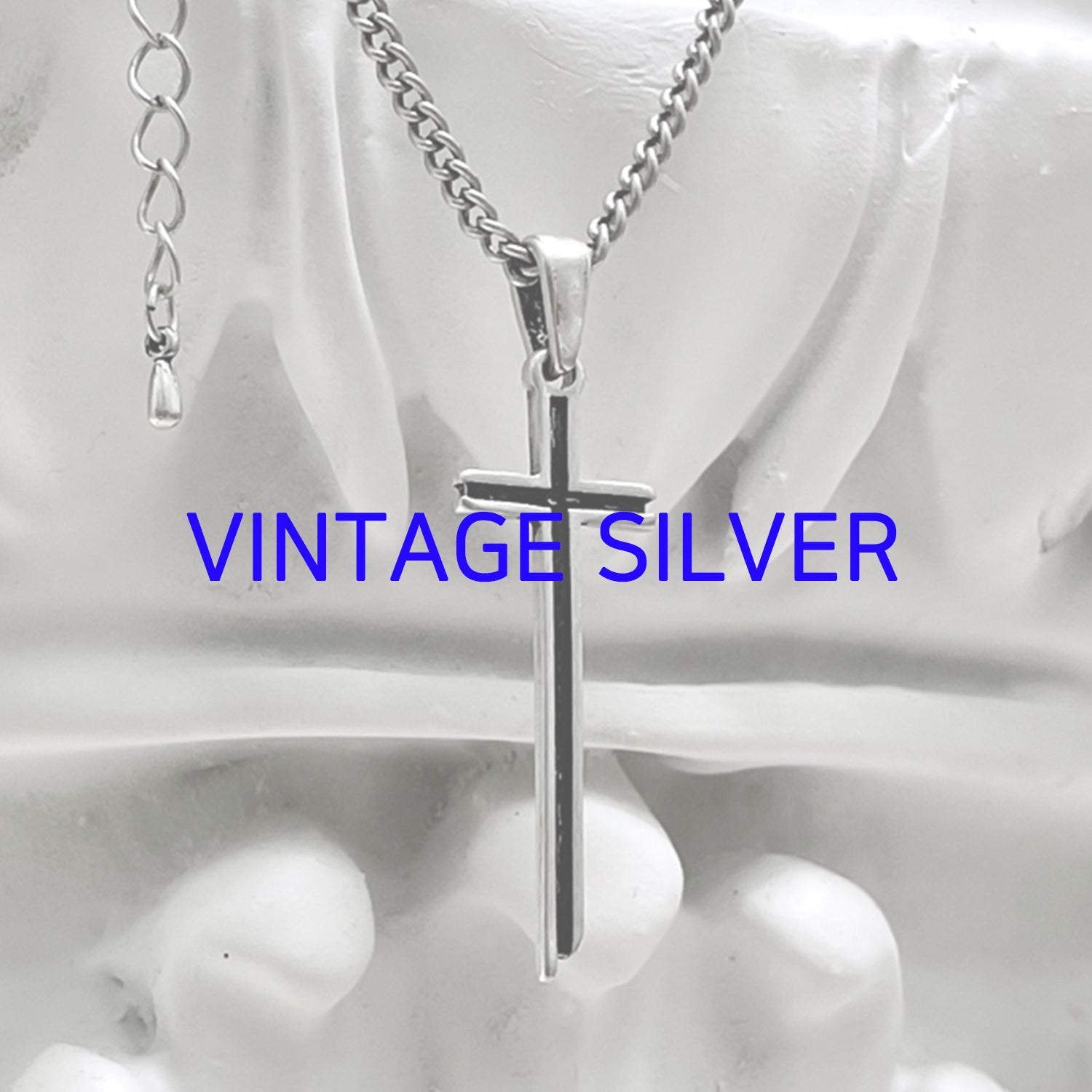 [BLESSEDBULLET]classic chain cross necklace_vintage silver