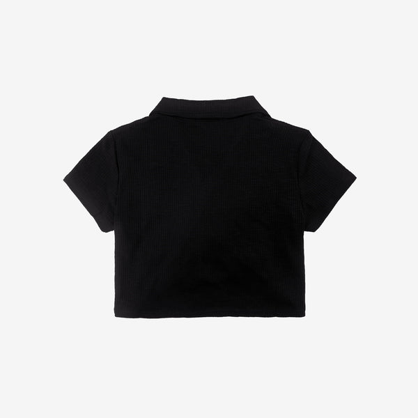 Waist Wrap Collar Cropped T-Shirt