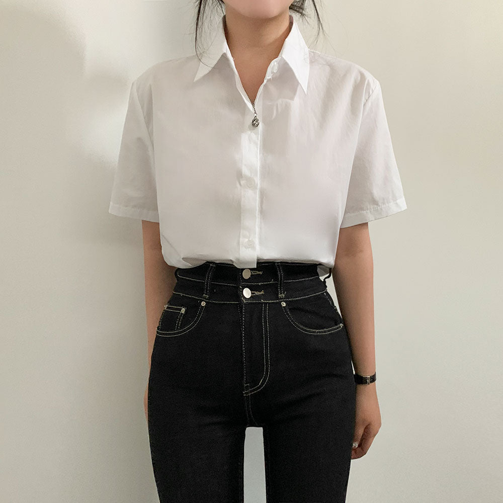 Solid Tone Buttoned Front Shirt
