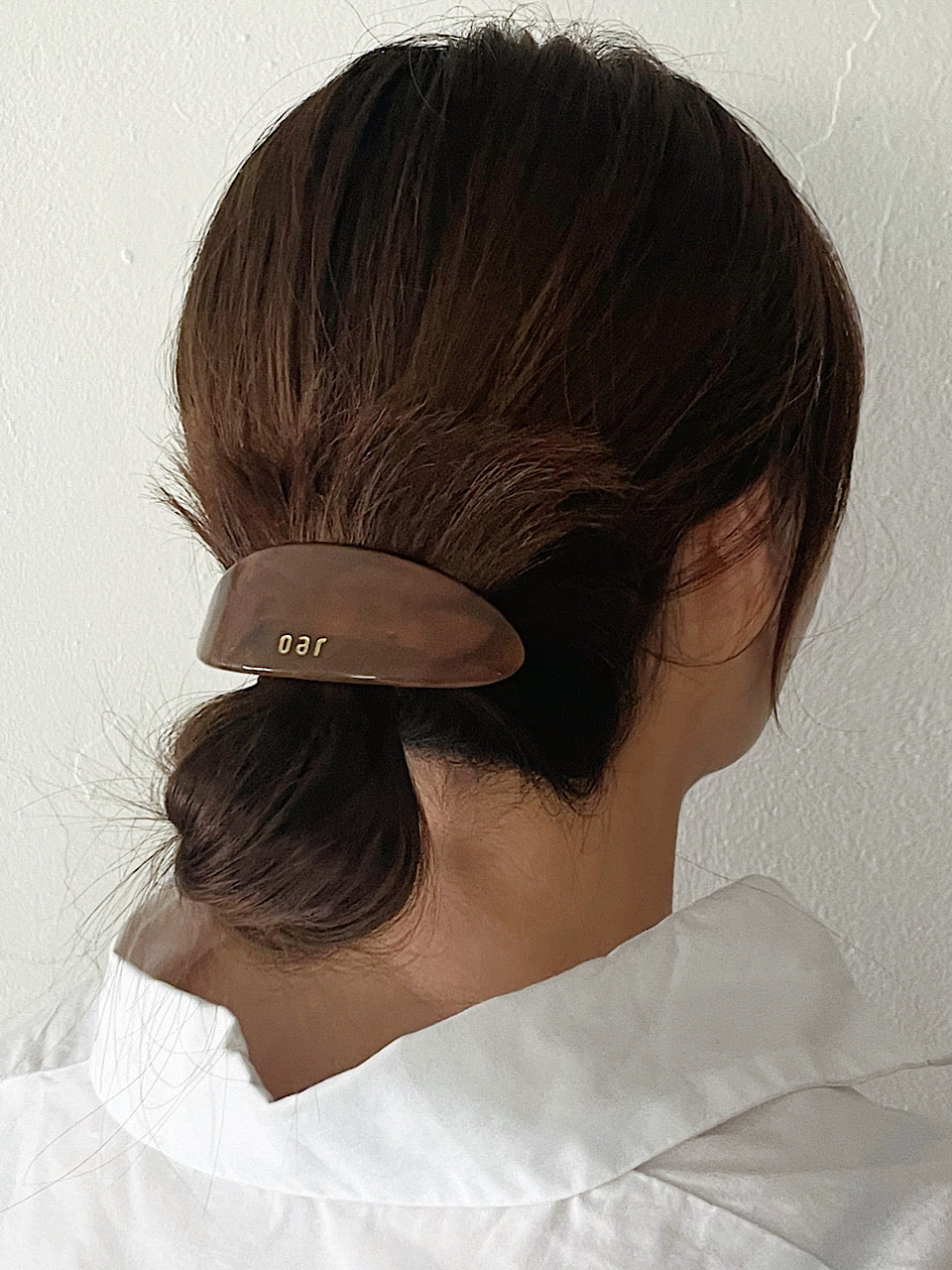 oar Classic Big Marble Barrette [Brown]