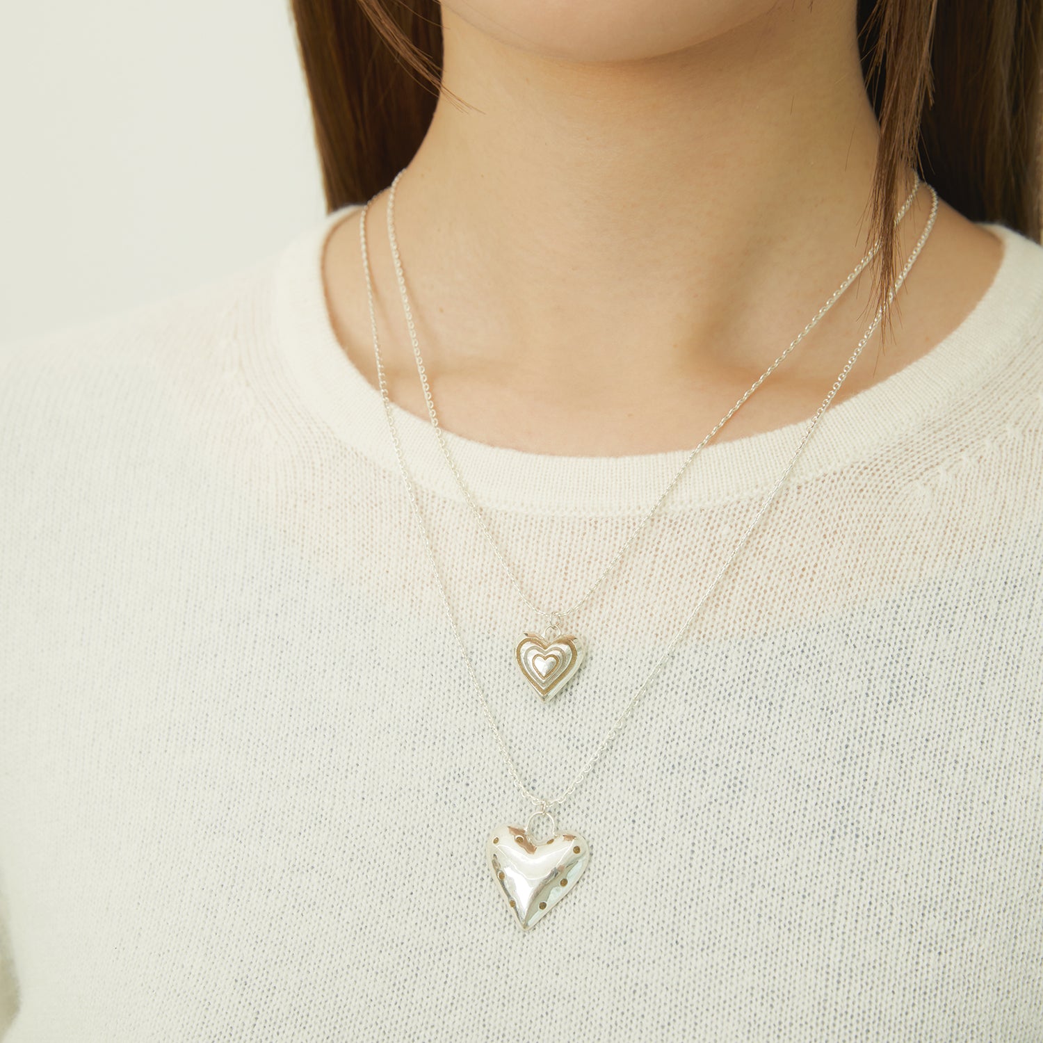 puffy double heart necklace