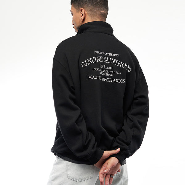 SP SERIF G.S LOGO HALF ZIP-BLACK