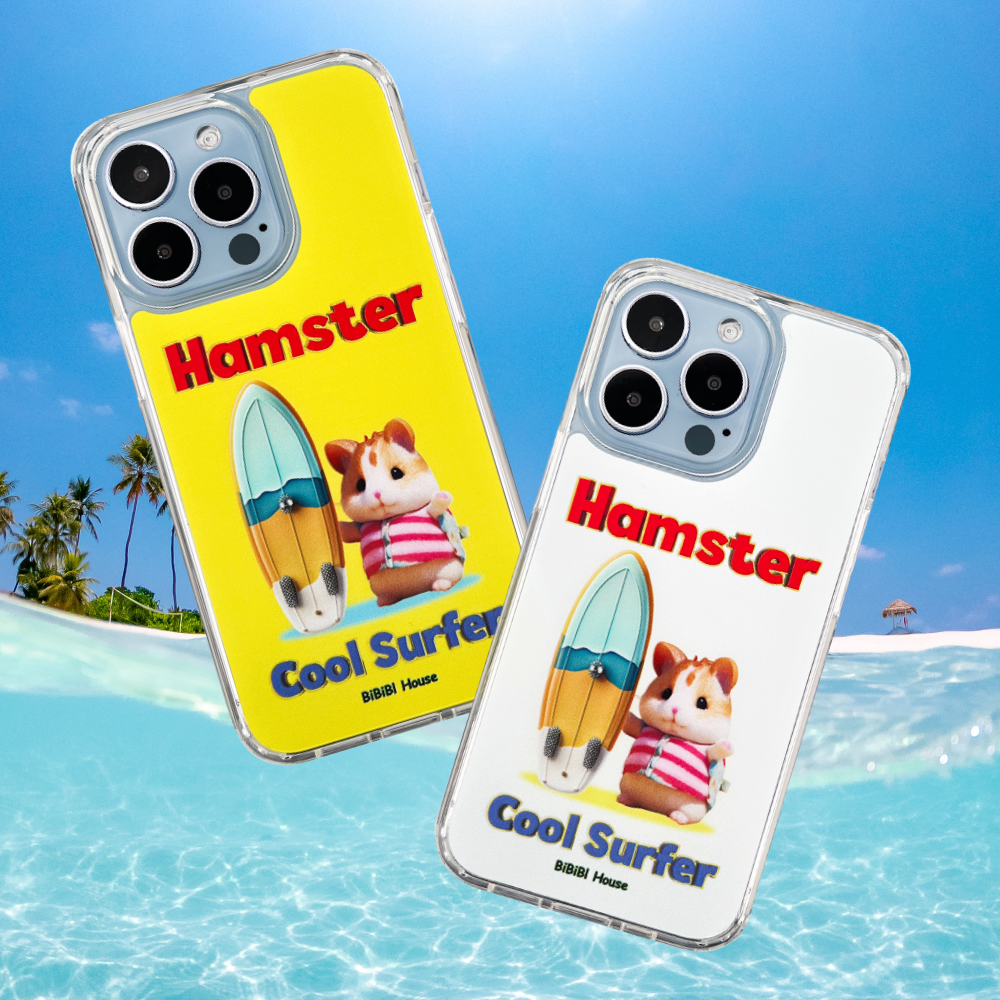 [transparent jelly hard] Cool Surfer Hamster (Yellow) Phone Case