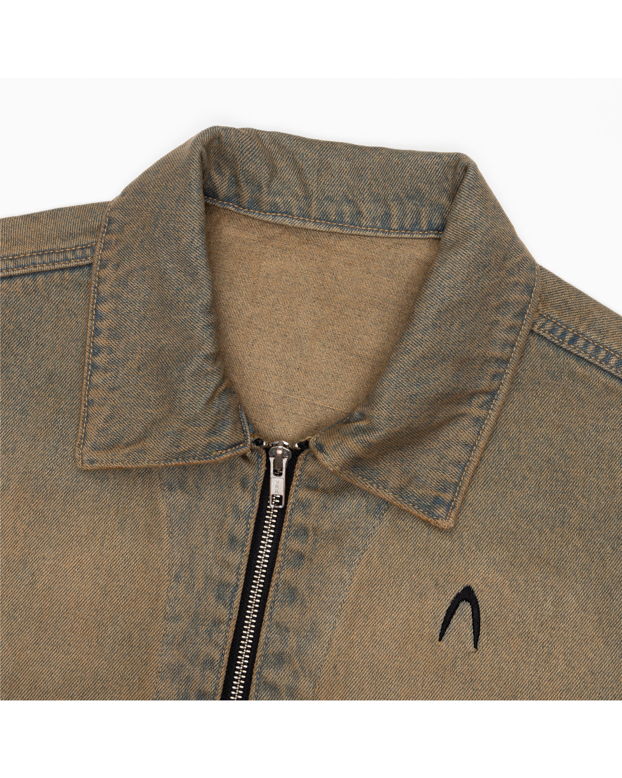 Washed Zip-up Denim Jacket (Desert Sand)