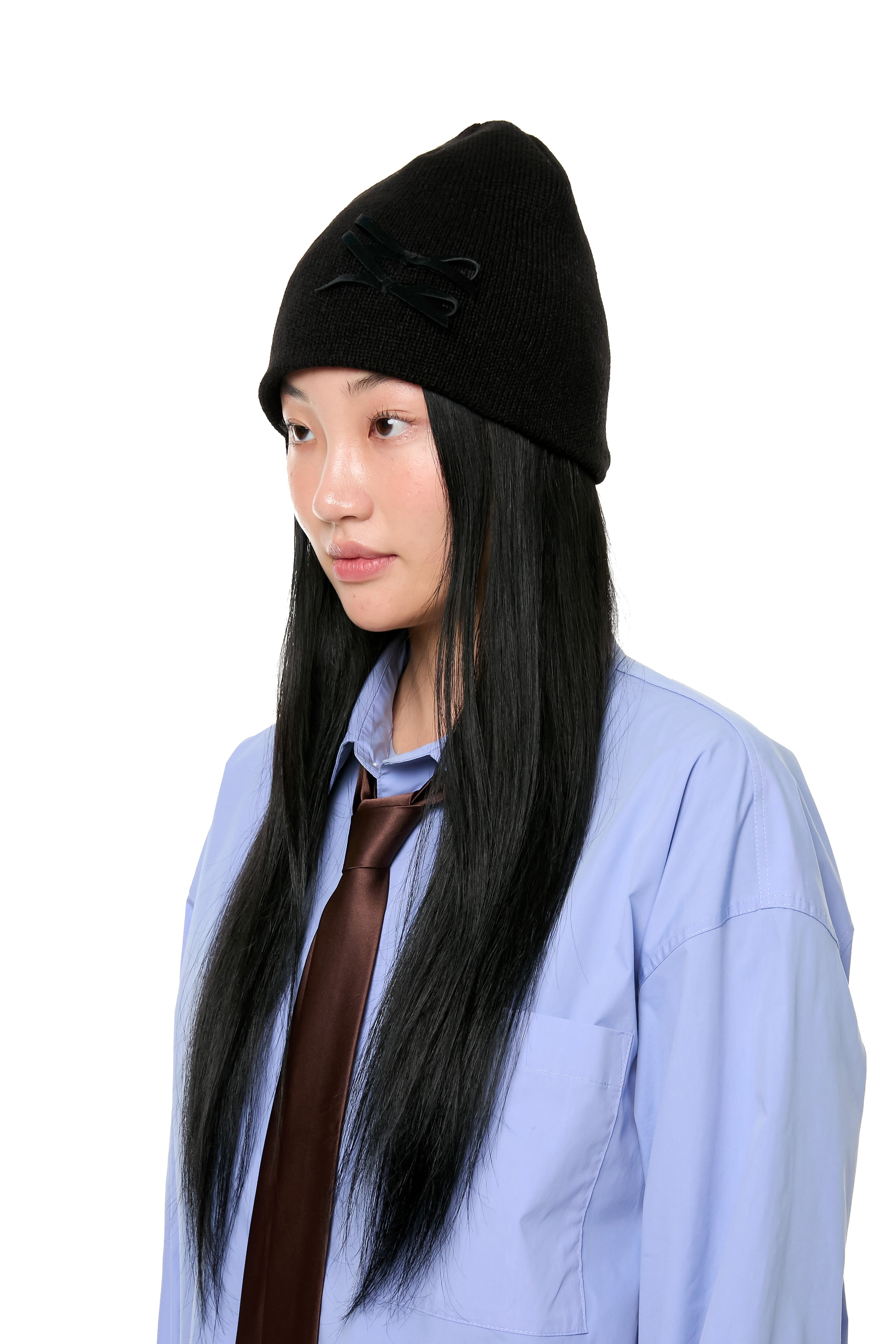 MINI RIBBON BEANIE / BLACK