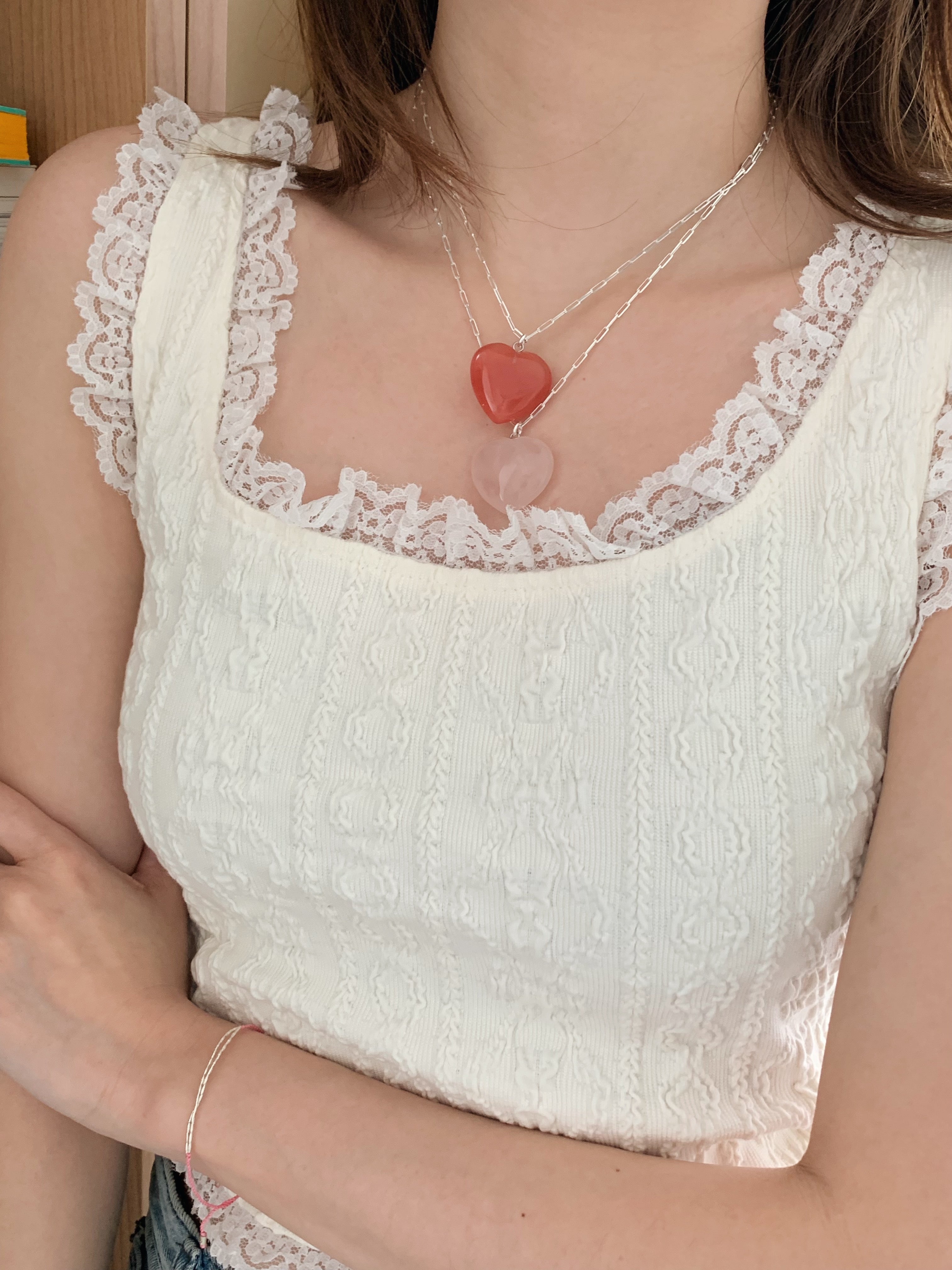 [925silver] Rodin Cherry stone Heart Necklace