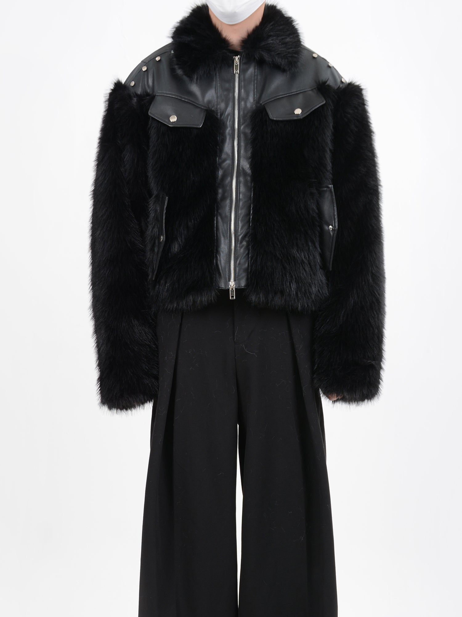 heavyweight leather anti-mink fur coat