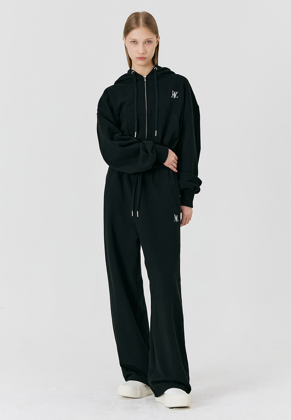 Signature relax wide pants - BLACK