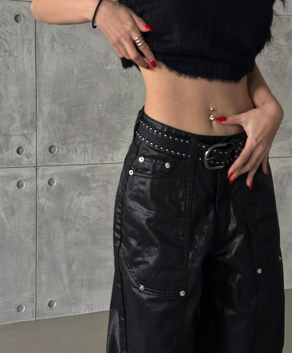 Stud Finger Leather Belt