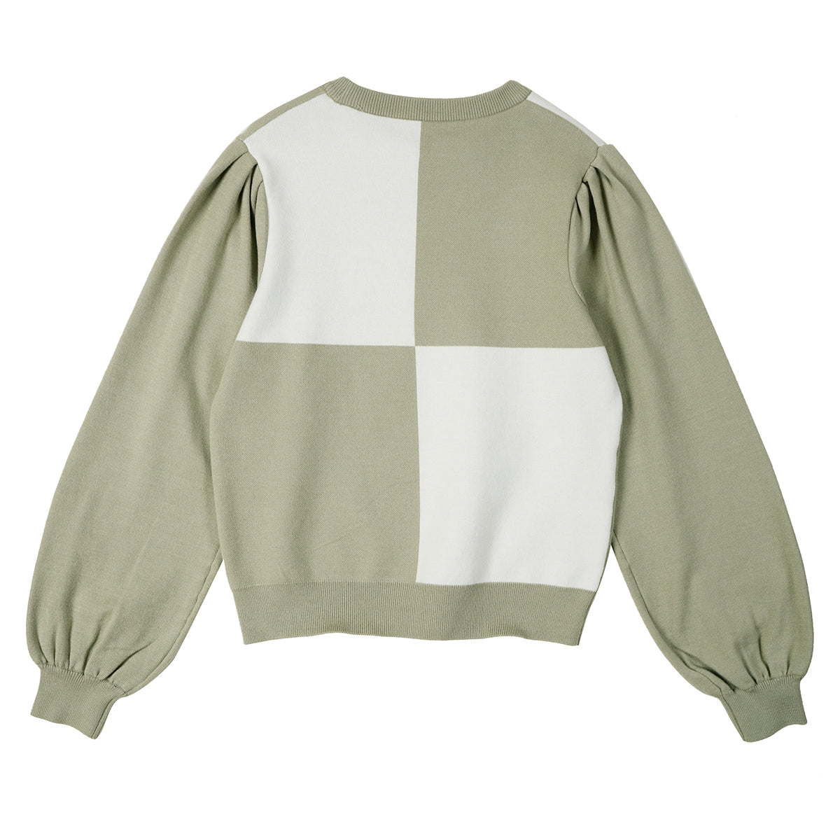 パフチェックニット / PUFF CHECK KNIT_OLIVE