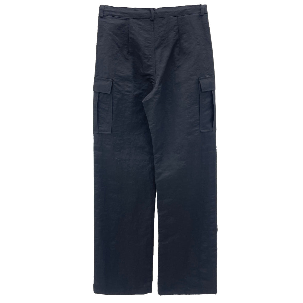 Nylon pin-tuck string cargo wide pants (3 Color)