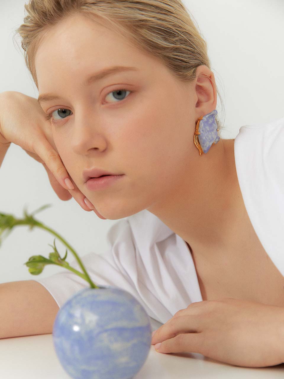 Artistic Gold earring_B(Blue)