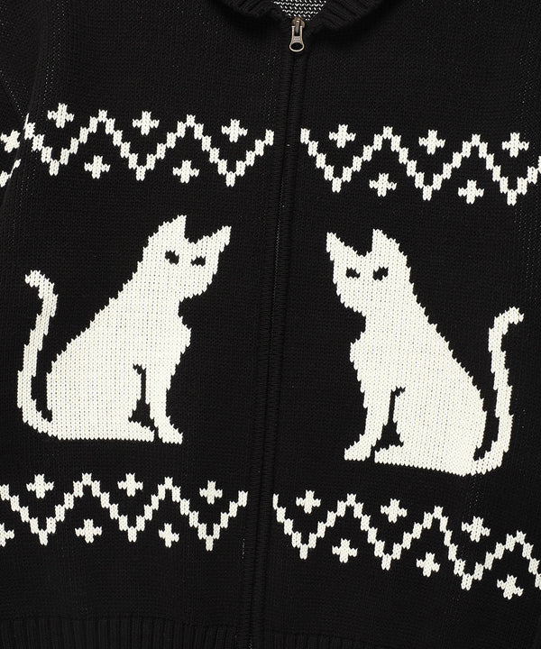 CATS ZIP UP CARDIGAN BLACK(CV2DFUK680A)