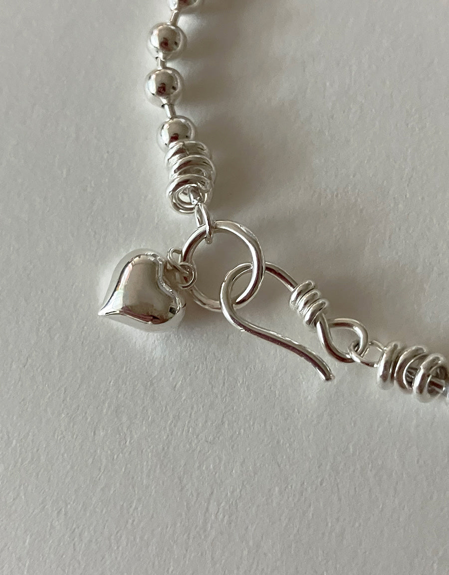 [92.5silver] hook heart bracelet