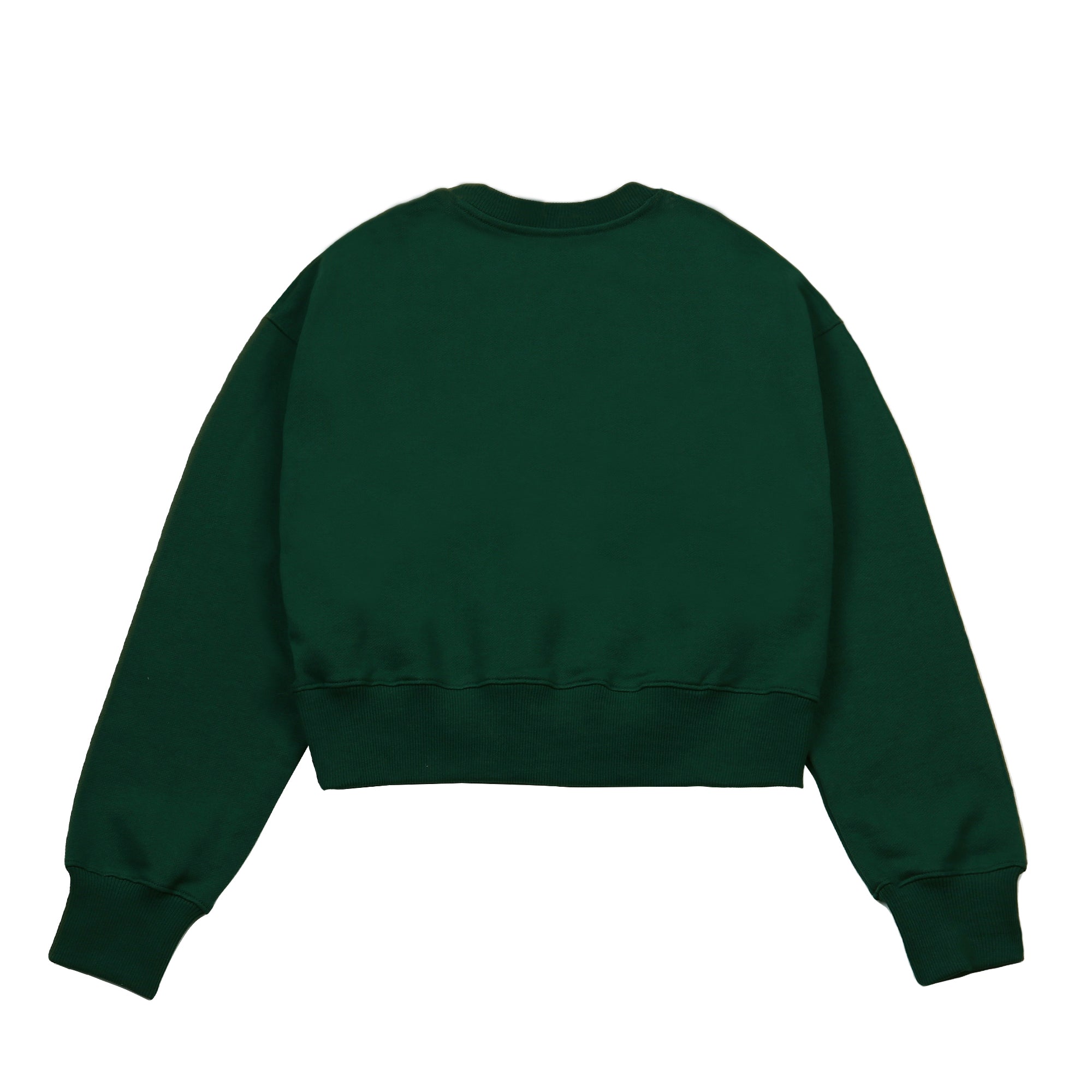 [Call Me Baby] Fuzzy Logo Cropped Sweatshirts (Forest Green)