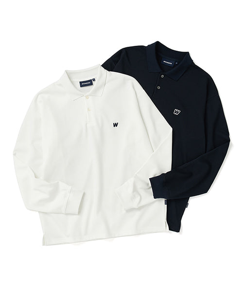 W LOGO LS PIQUE (NAVY)