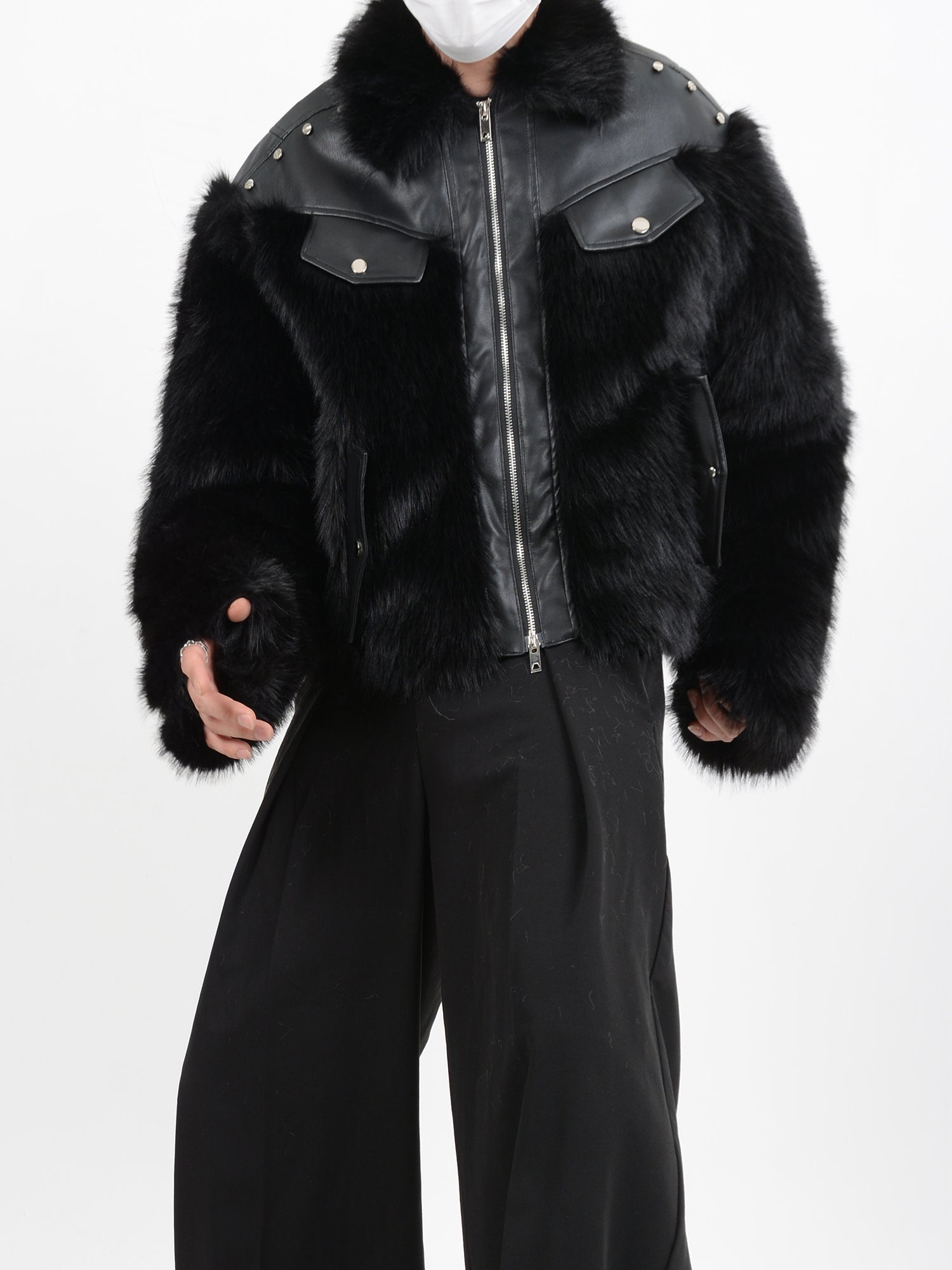 heavyweight leather anti-mink fur coat