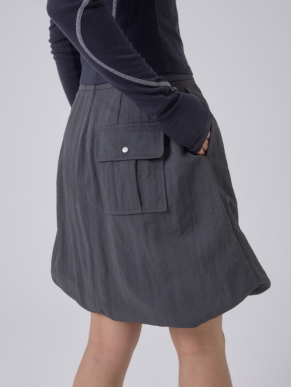 2-WAY STRING BALLOON SKIRT [CHARCOAL]