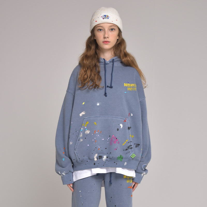 [unisex] pigment paint hood (blue)