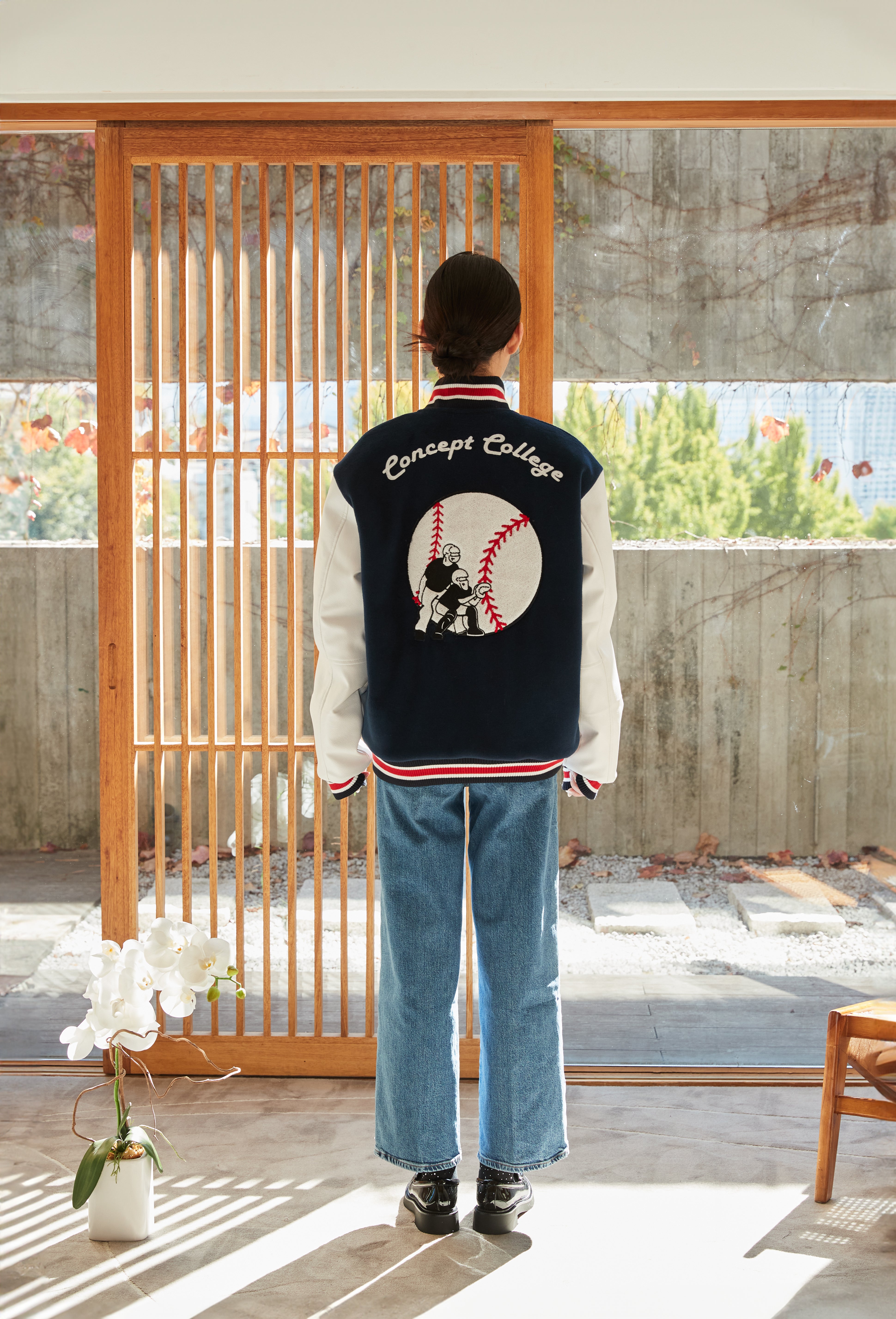 Grand Baseball Navy & White Unisex Varsity Jacket