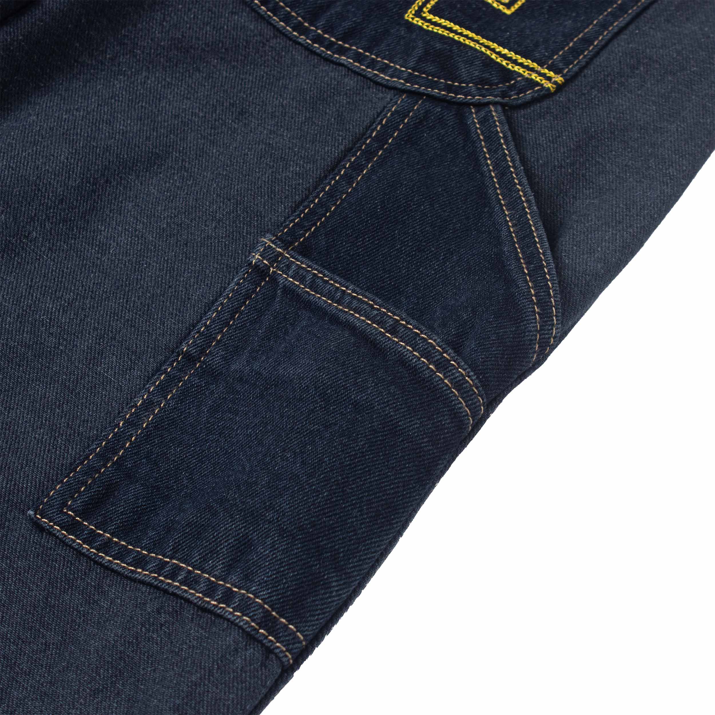 Logo Washed Knee Jeans - Dark Blue