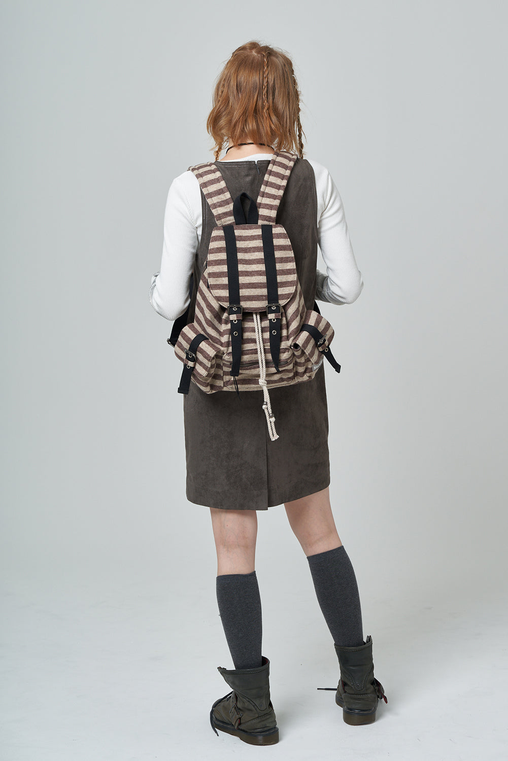 Wool stripe backpack_brown