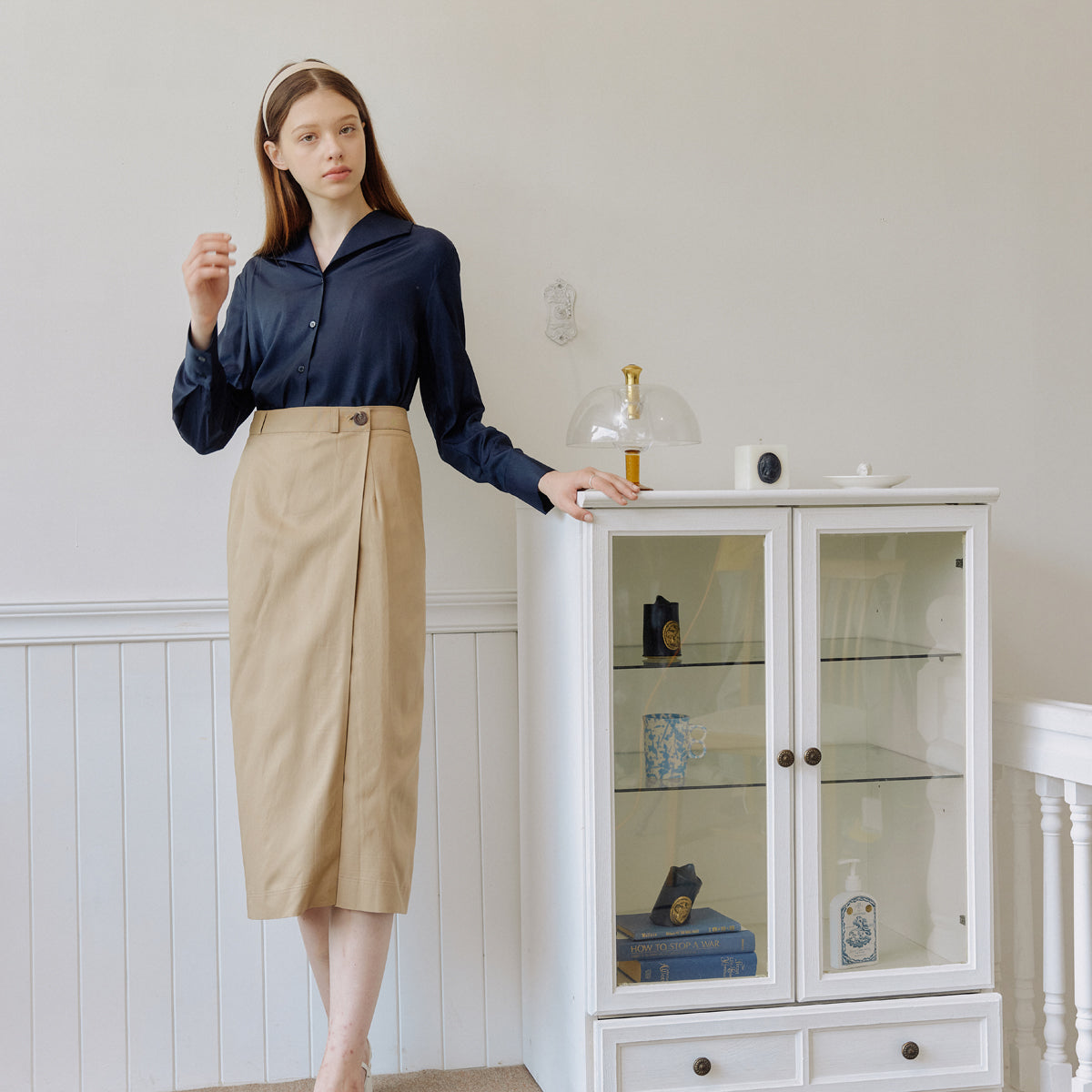 コットンラップスカート / COTTON WRAP SKIRT_BEIGE