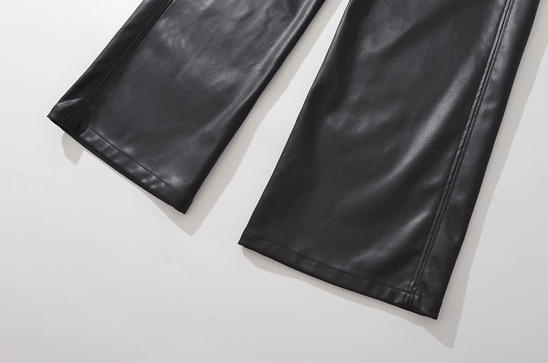 Leather Pocket Cargo Wide Pants