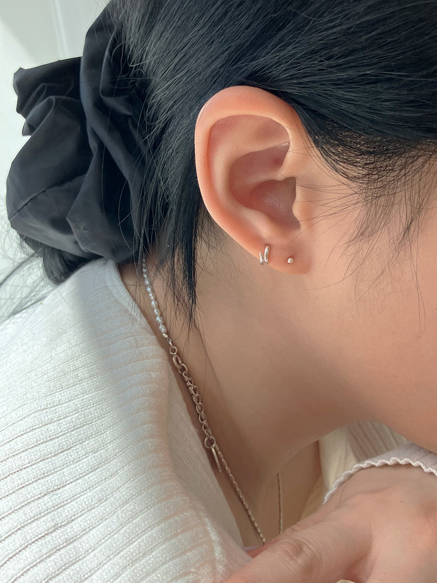 [92.5silver] swirl one-touch earrings (mini)