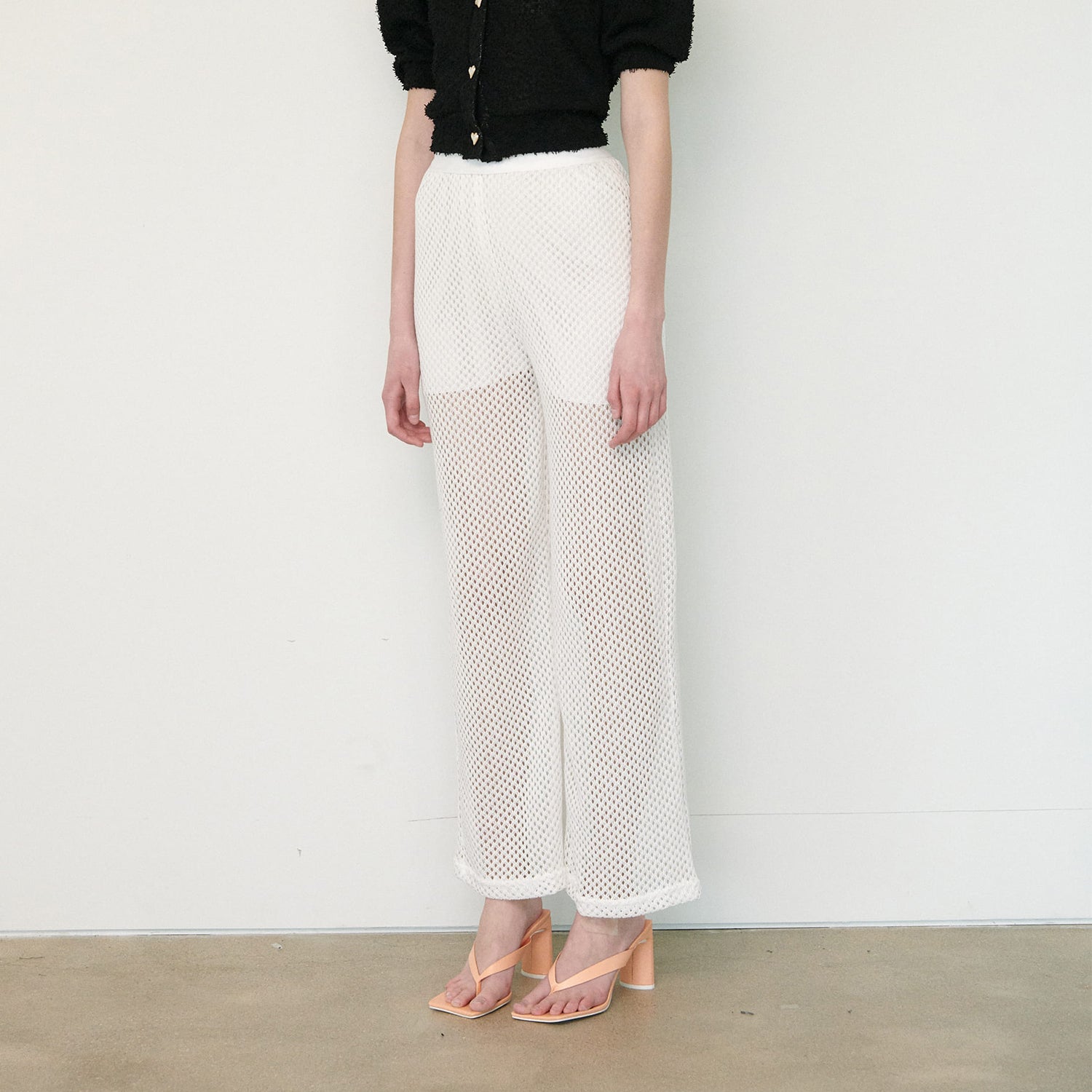 SEE-THROUTH NET PANTS, WHITE