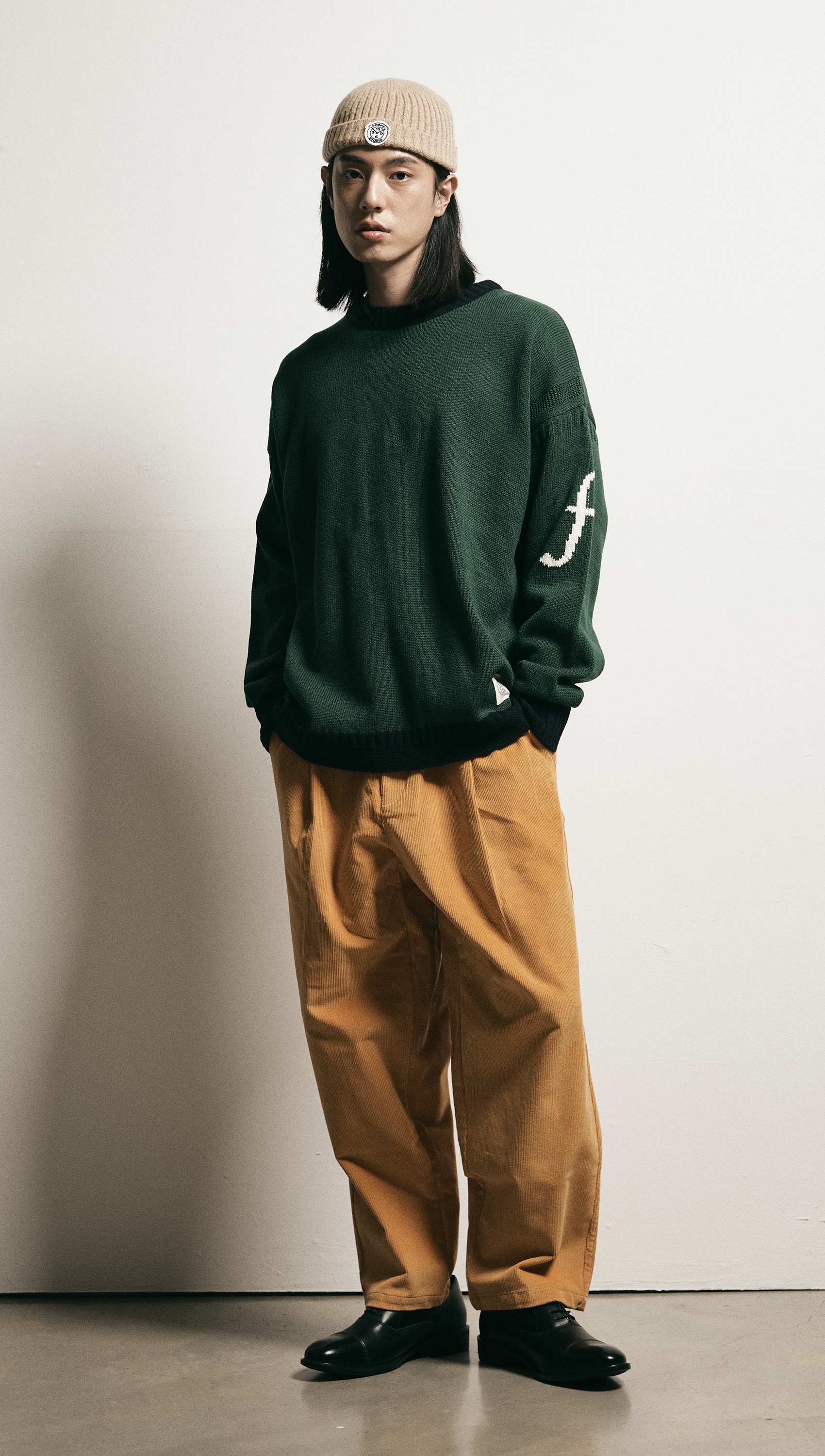 Corduroy wide banding pants (Mustard)