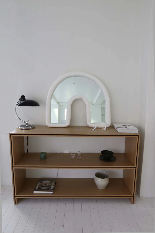 U' White cushion mirror